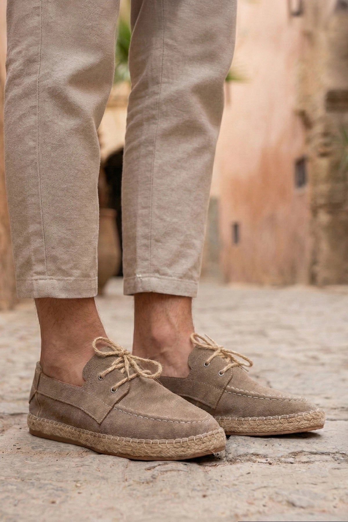 LUKKA SHOES Sahra Erkek Suni Deri Bağcıklı Espadril