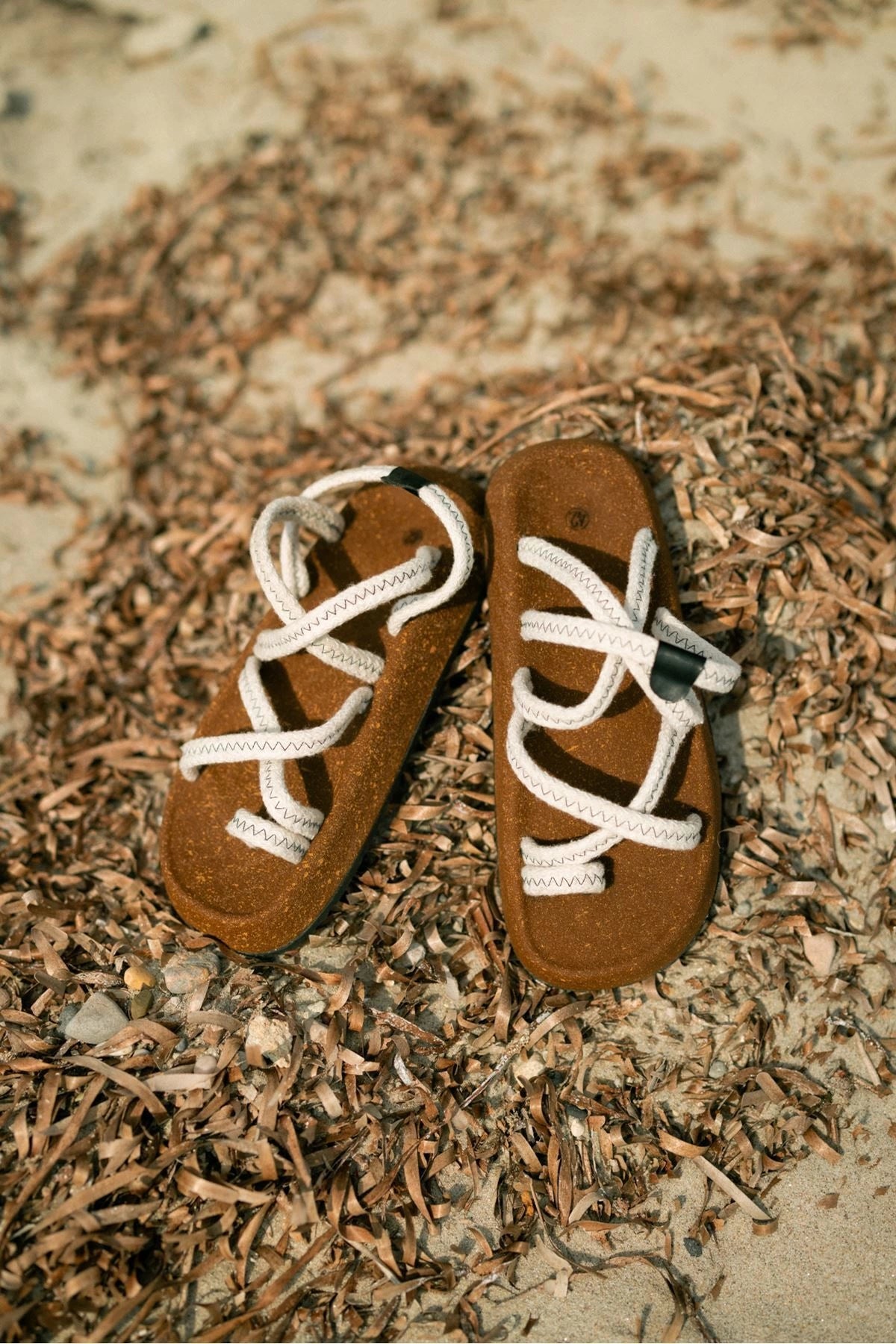 LUKKA SHOES Enrico Beyaz Doğal Pamuk İp Halat Erkek Sandalet