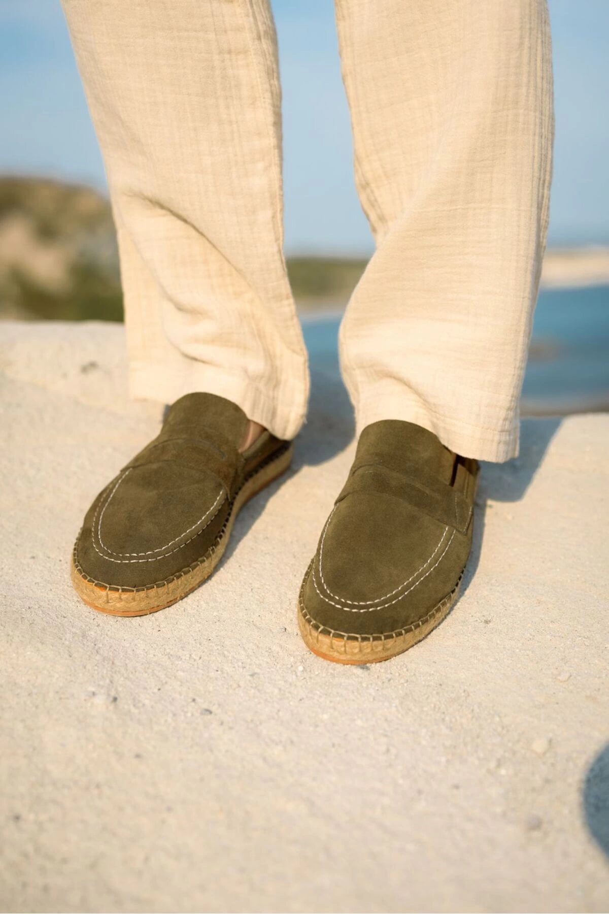 LUKKA SHOES Rose Haki Hakiki Deri Süet Erkek Loafer ayakkabı espadril