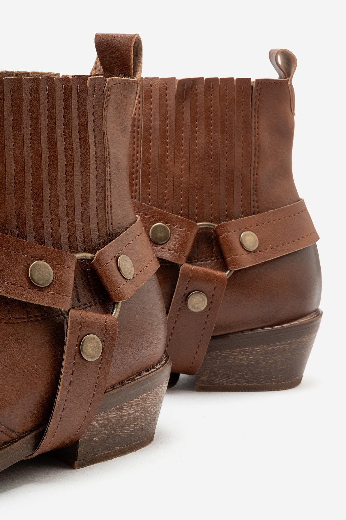 LUKKA SHOES Bert Erkek Taba Suni Deri Kovboy Dallas Western Tak Çıkar Detaylı Ahşap Topuk El Yapımı Bot