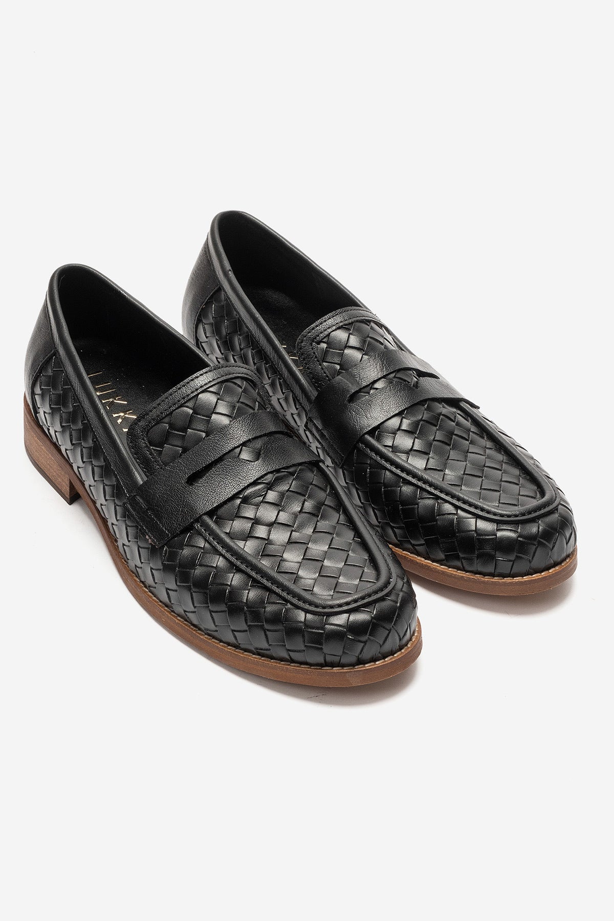 LUKKA SHOES Sara Erkek El Yapımı Siyah Örgü Makosen Loafer Ayakkabı