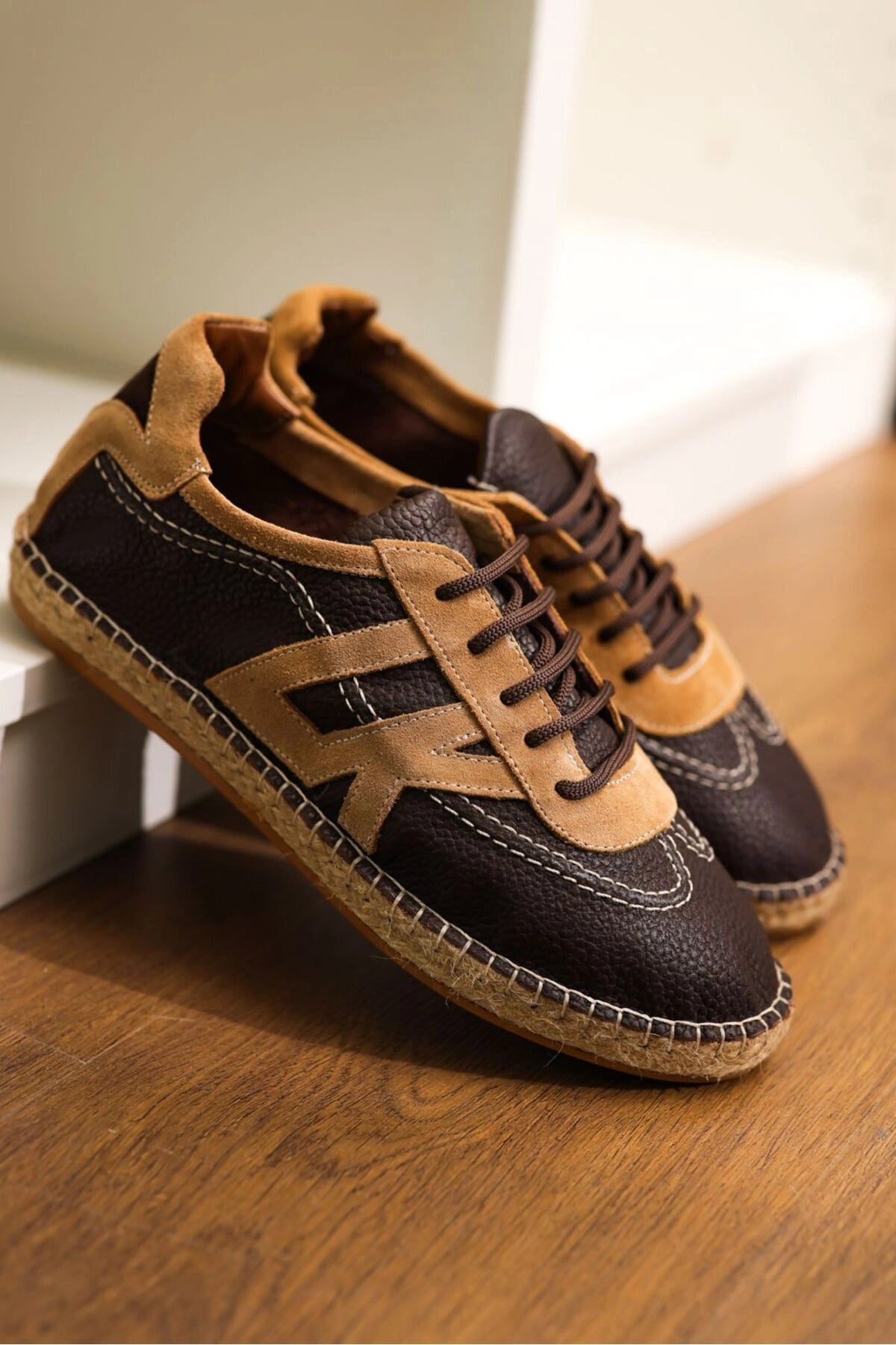 LUKKA SHOES Hakiki Deri Chester Acı Kahve Bağcıklı Spor Espadril