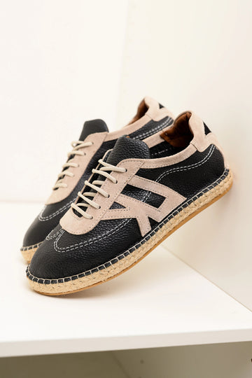 LUKKA SHOES Hakiki Deri Chester Siyah Bağcıklı Spor Espadril