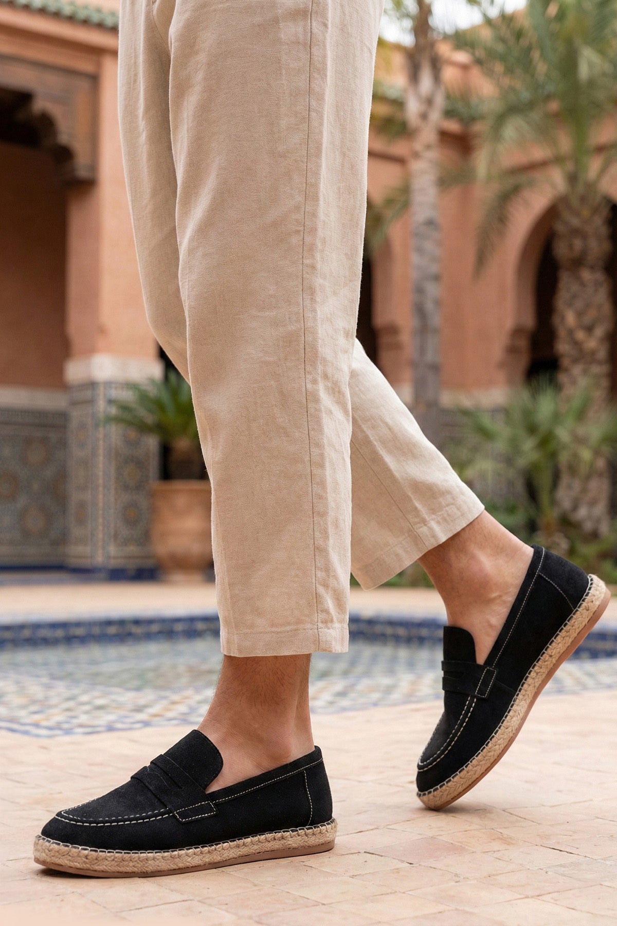 LUKKA SHOES Lotus Erkek Suni Deri Siyah Loafer Espadril