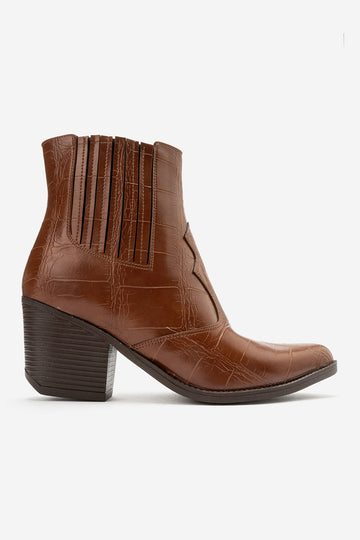 LUKKA SHOES Athena Kadın Taba Kroko Western Dallas Bot