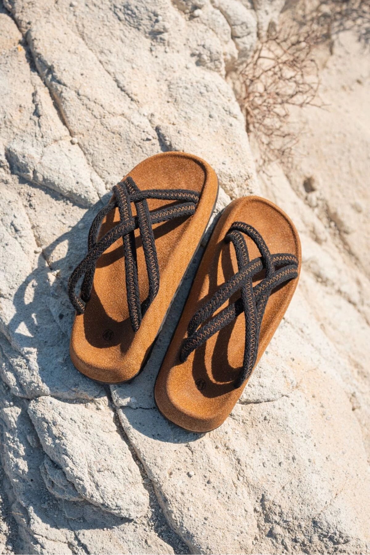 LUKKA SHOES Maya Erkek Siyah Pamuk İp Halat sandalet