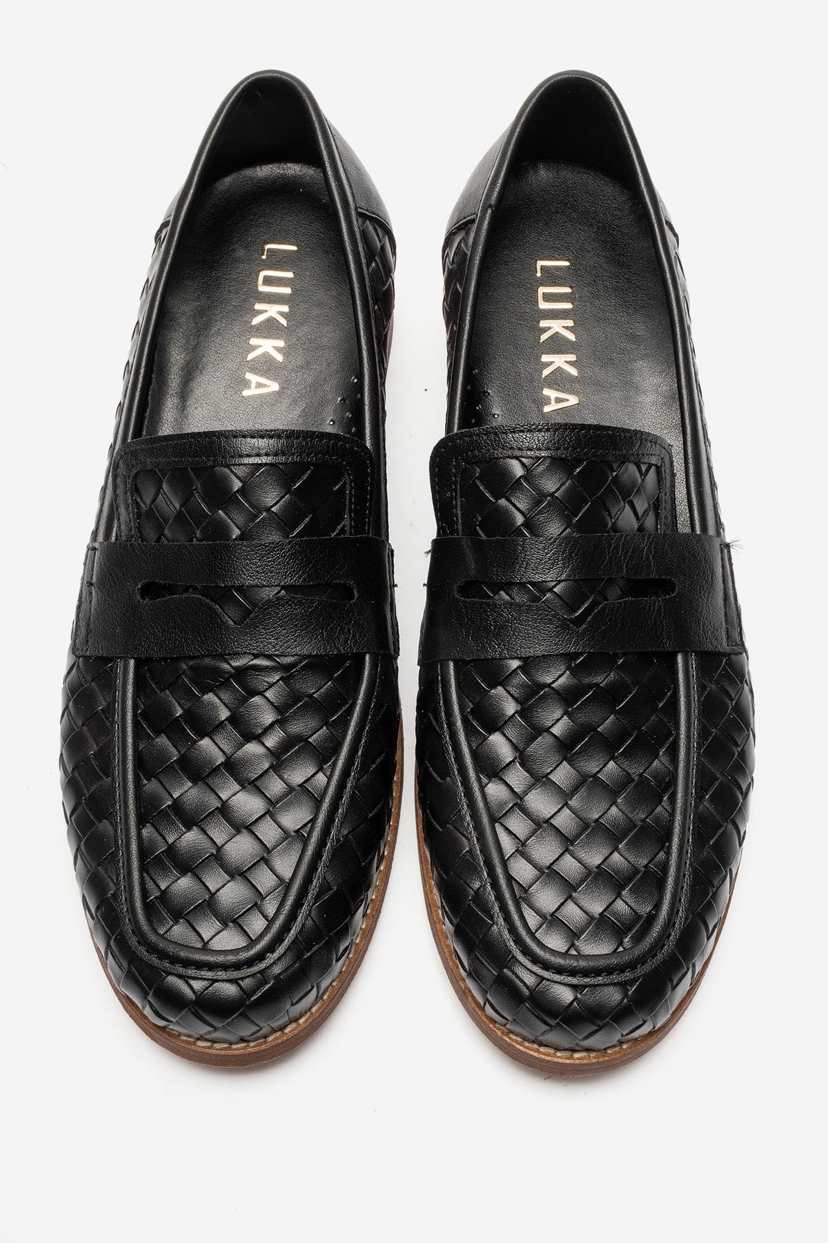 LUKKA SHOES Sara Erkek El Yapımı Siyah Örgü Makosen Loafer Ayakkabı