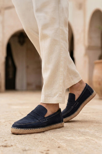 LUKKA SHOES Lotus Erkek Suni Deri Mavi Loafer Espadril