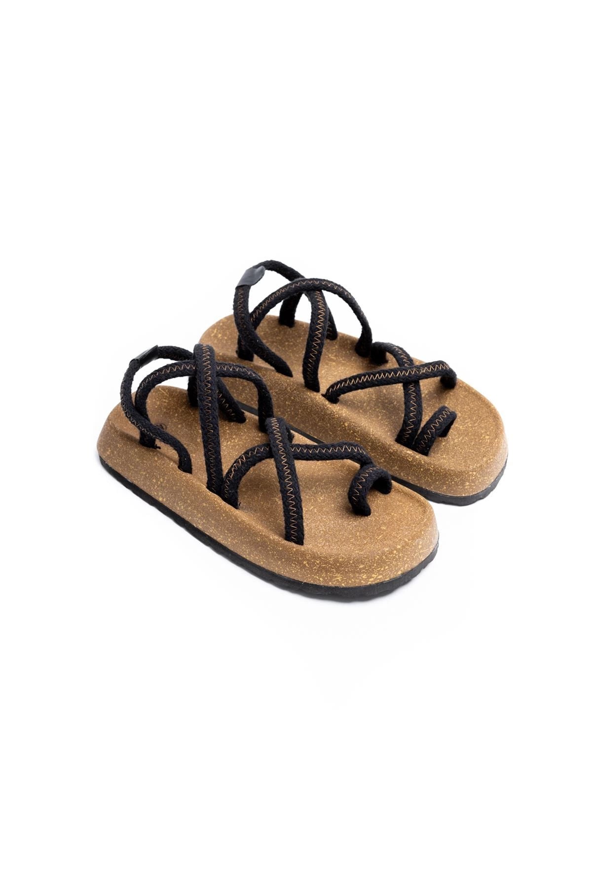 LUKKA SHOES Enrico Siyah Doğal Pamuk İp Halat Erkek Sandalet