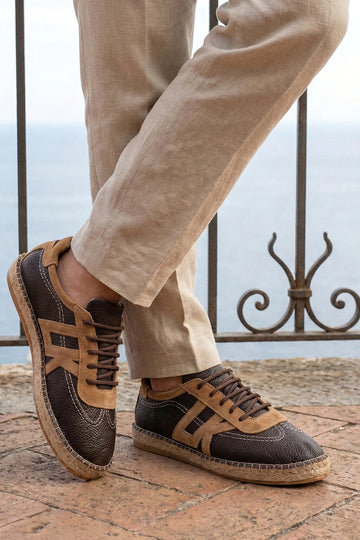 LUKKA SHOES Hakiki Deri Chester Acı Kahve Bağcıklı Spor Espadril