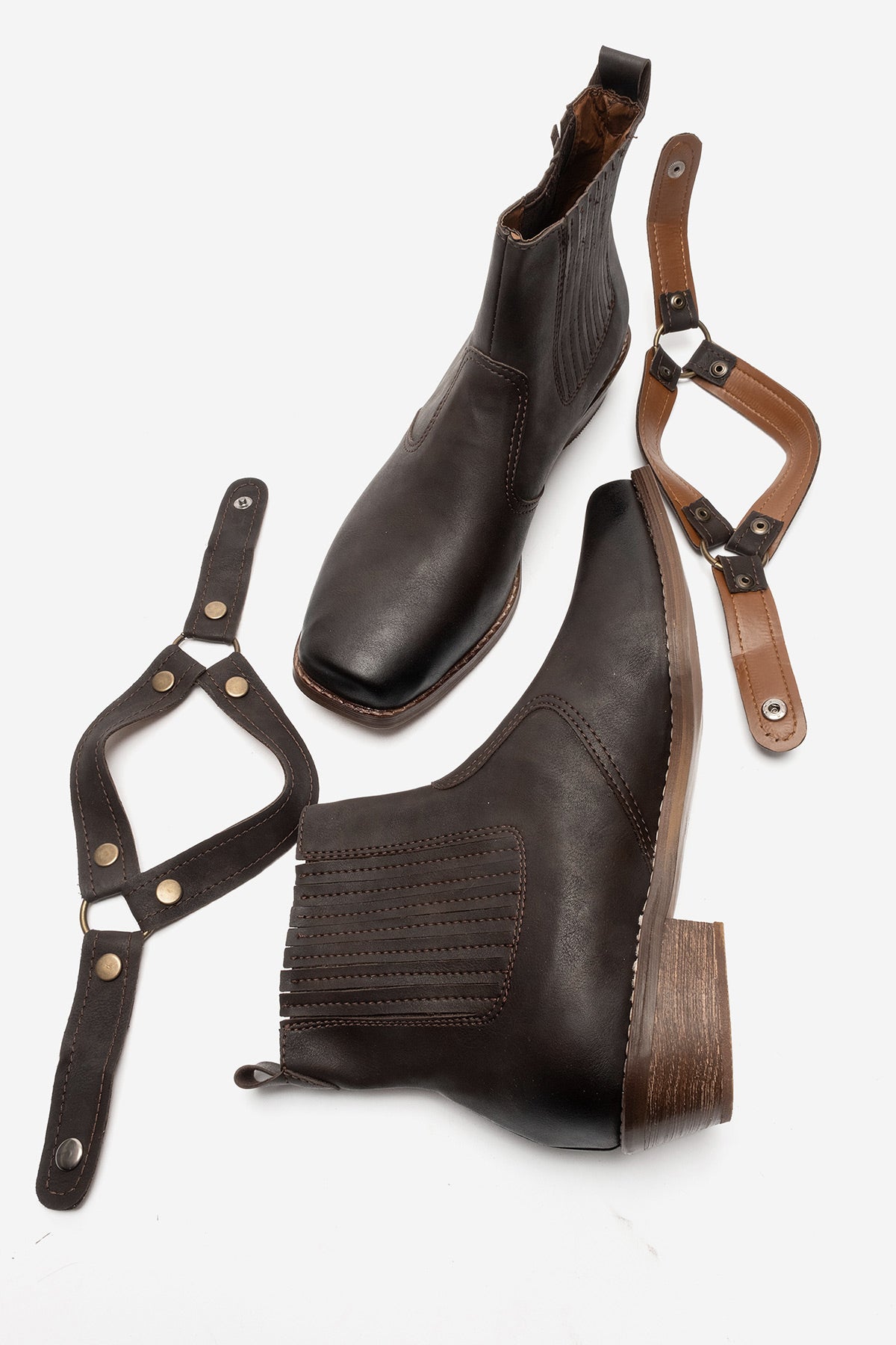 LUKKA SHOES Bert Erkek Acı Kahve Nubuk Kovboy Dallas Western Tak Çıkar Detaylı Ahşap Topuk El Yapımı Bot
