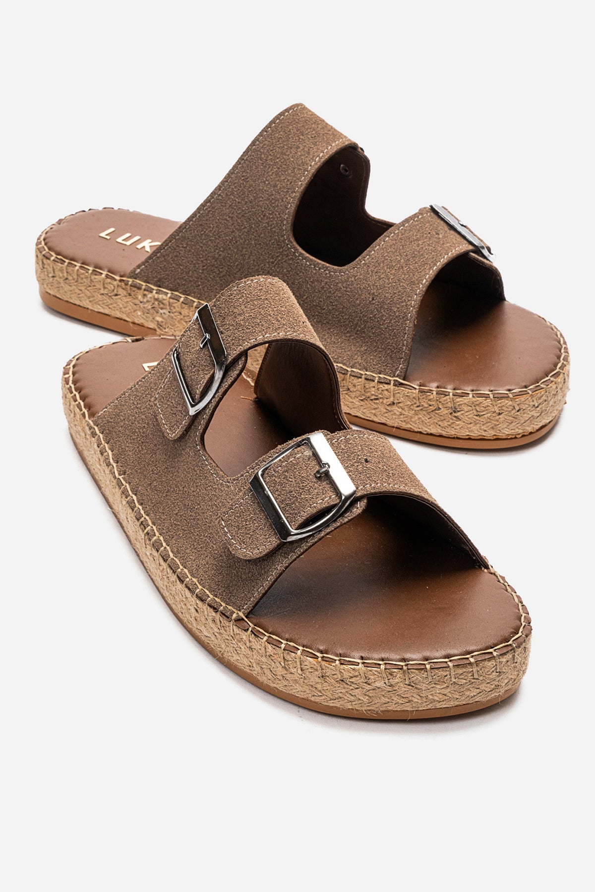 LUKKA SHOES Matti Vizon Süet Tokalı Hafif Mantar Taban Erkek Terlik