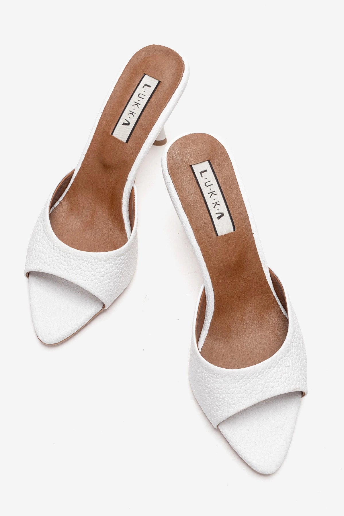LUKKA SHOES Hakiki Deri Aria Kadın Beyaz Tek Yüz Topuklu Terlik