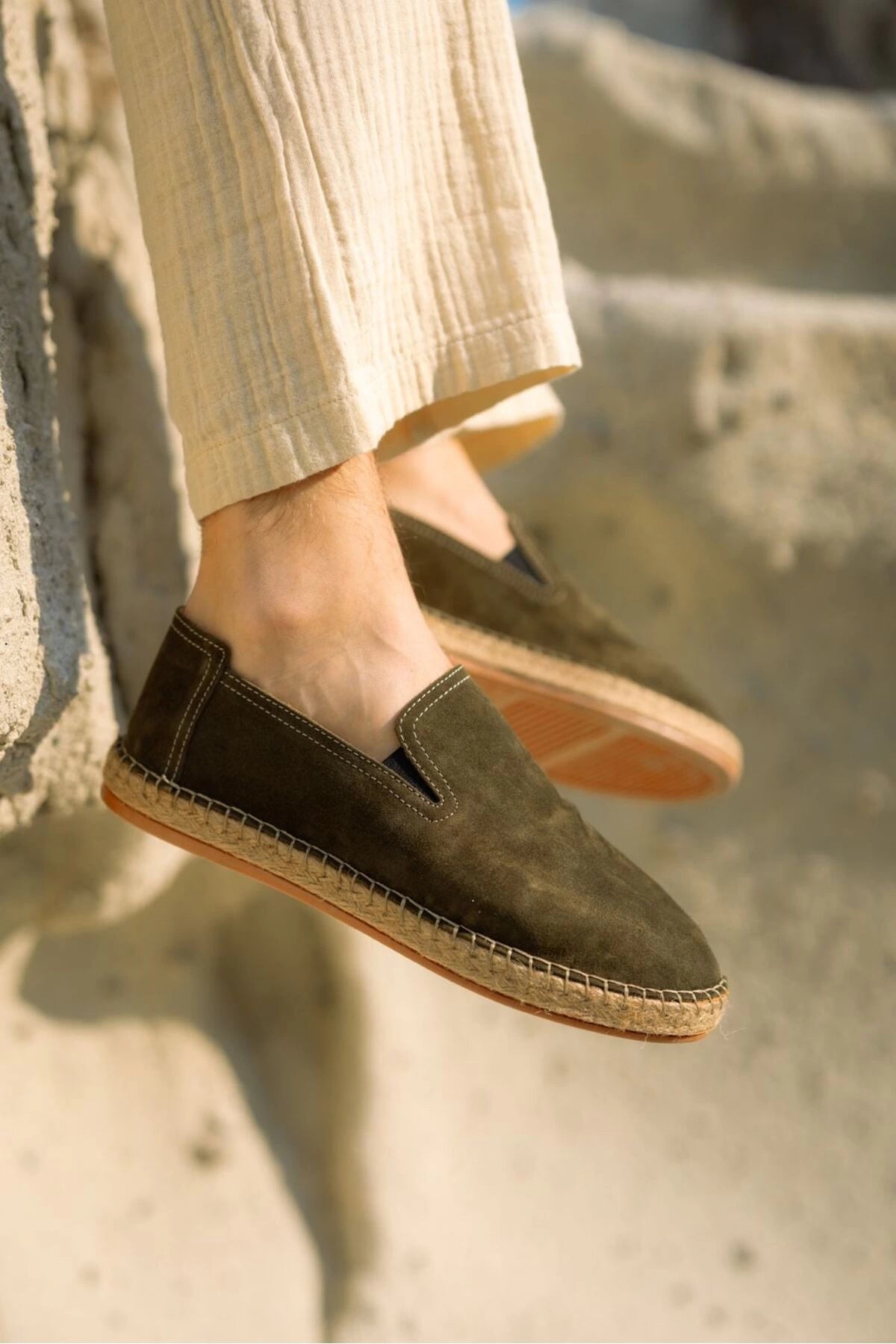 LUKKA SHOES Robert Haki Hakiki Deri El Yapımı Erkek Espadril