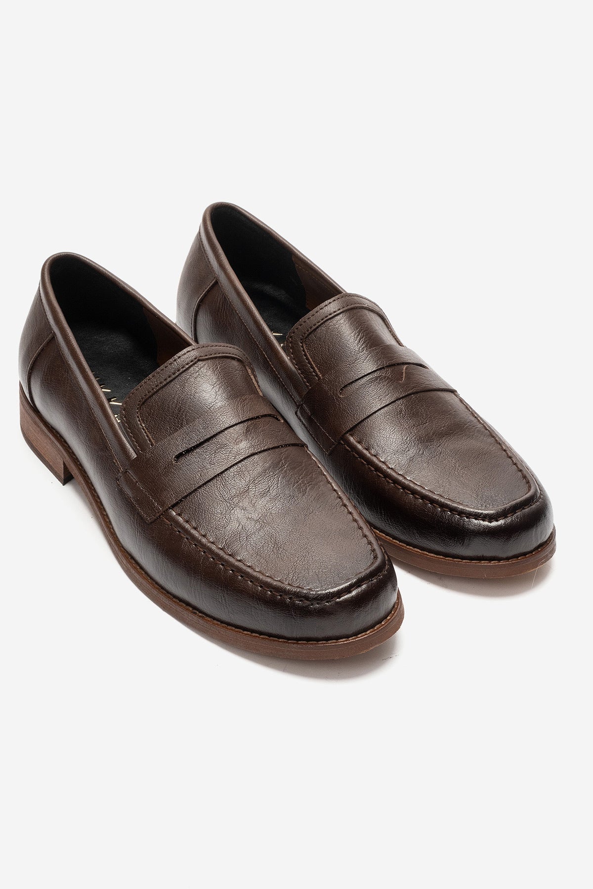 LUKKA SHOES Daniel Erkek Acı Kahve Suni Deri El yapımı Makosen Loafer Ayakkabı
