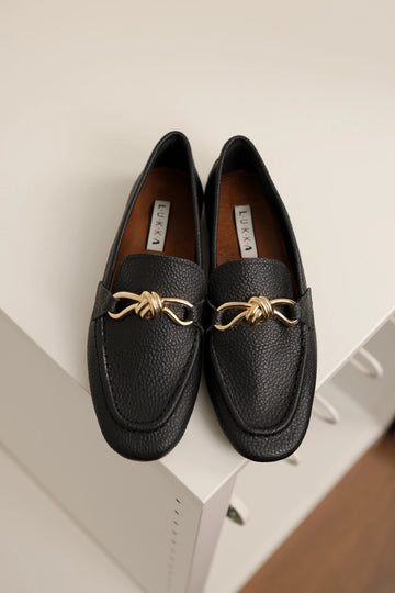 LUKKA SHOES Hakiki Deri Cameron Kadın Siyah Metal Tokalı Loafer Babet