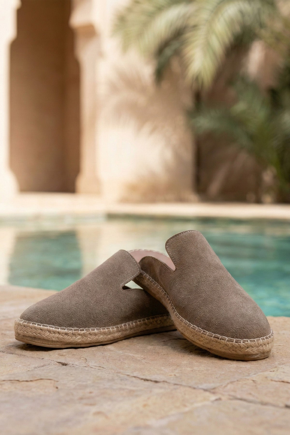 LUKKA SHOES Erkek Terra El Yapımı Vizon Suni Deri Tozu Espadril Terlik