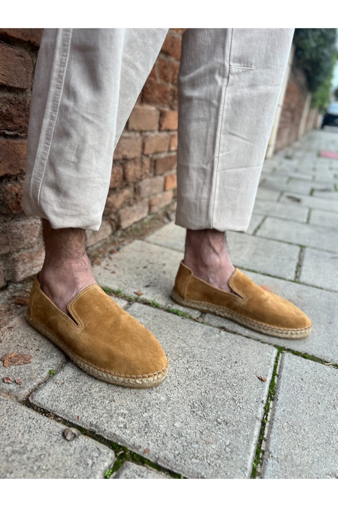Dina Hakiki Deri Camel Lastikli Espadril