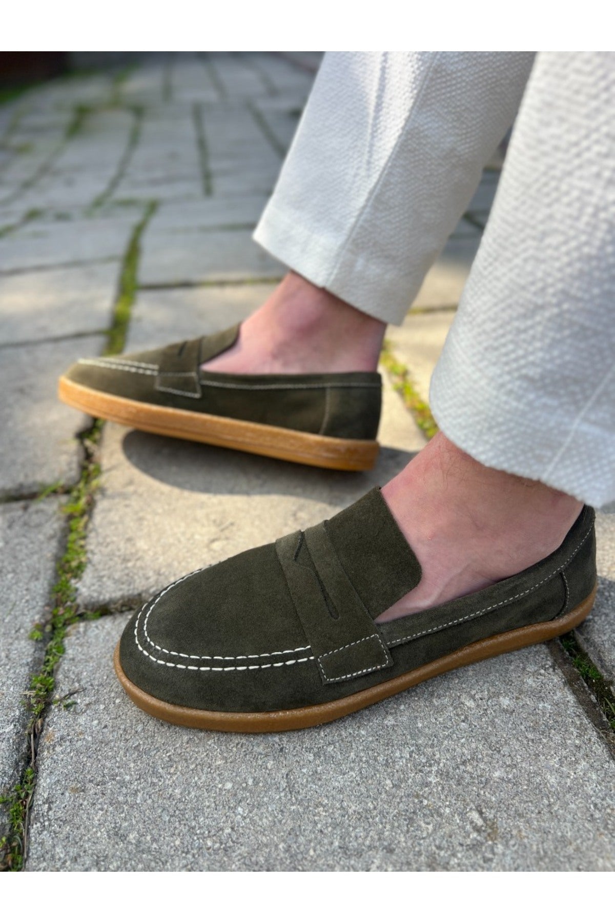 Ember Hakiki Deri Haki Loafer ayakkabı