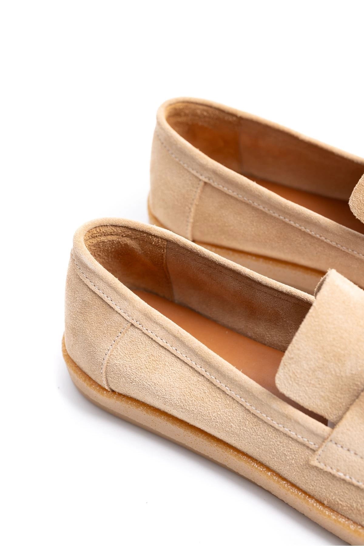 Erkek Hakiki Deri Bej Loafer Kauçuk taban Günlük Ayakkabı