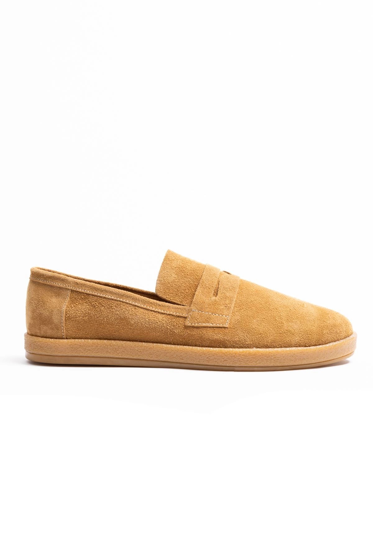 Erkek Hakiki Deri Camel Loafer Kauçuk taban Günlük Ayakkabı