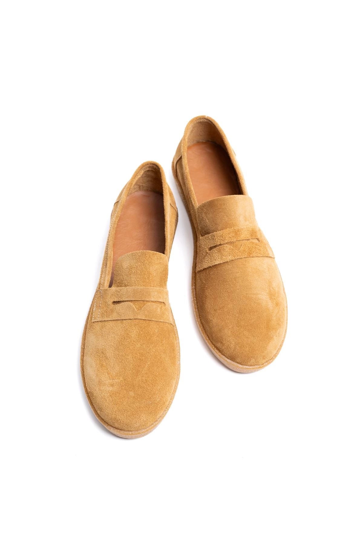 Erkek Hakiki Deri Camel Loafer Kauçuk taban Günlük Ayakkabı