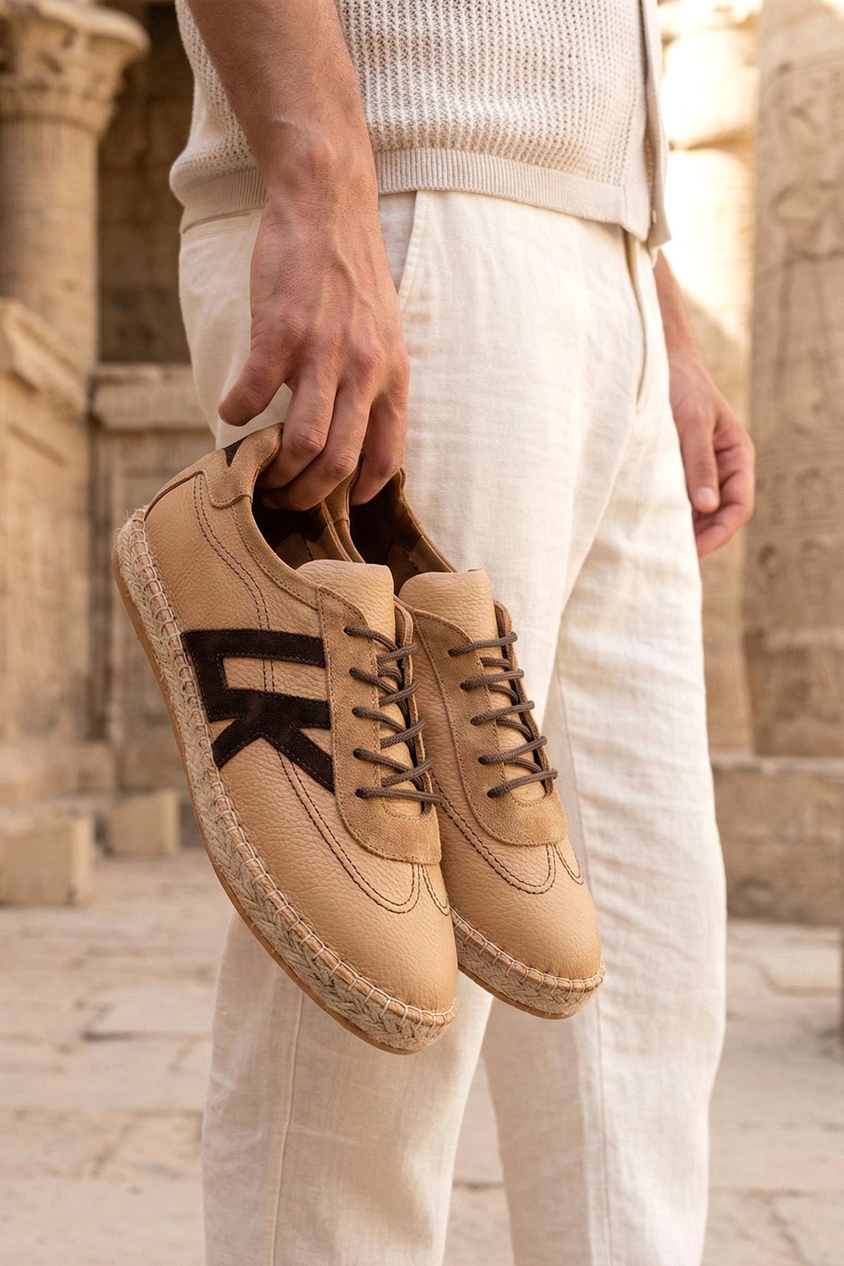 Hakiki Deri Chester Nude Bej Bağcıklı Spor Espadril