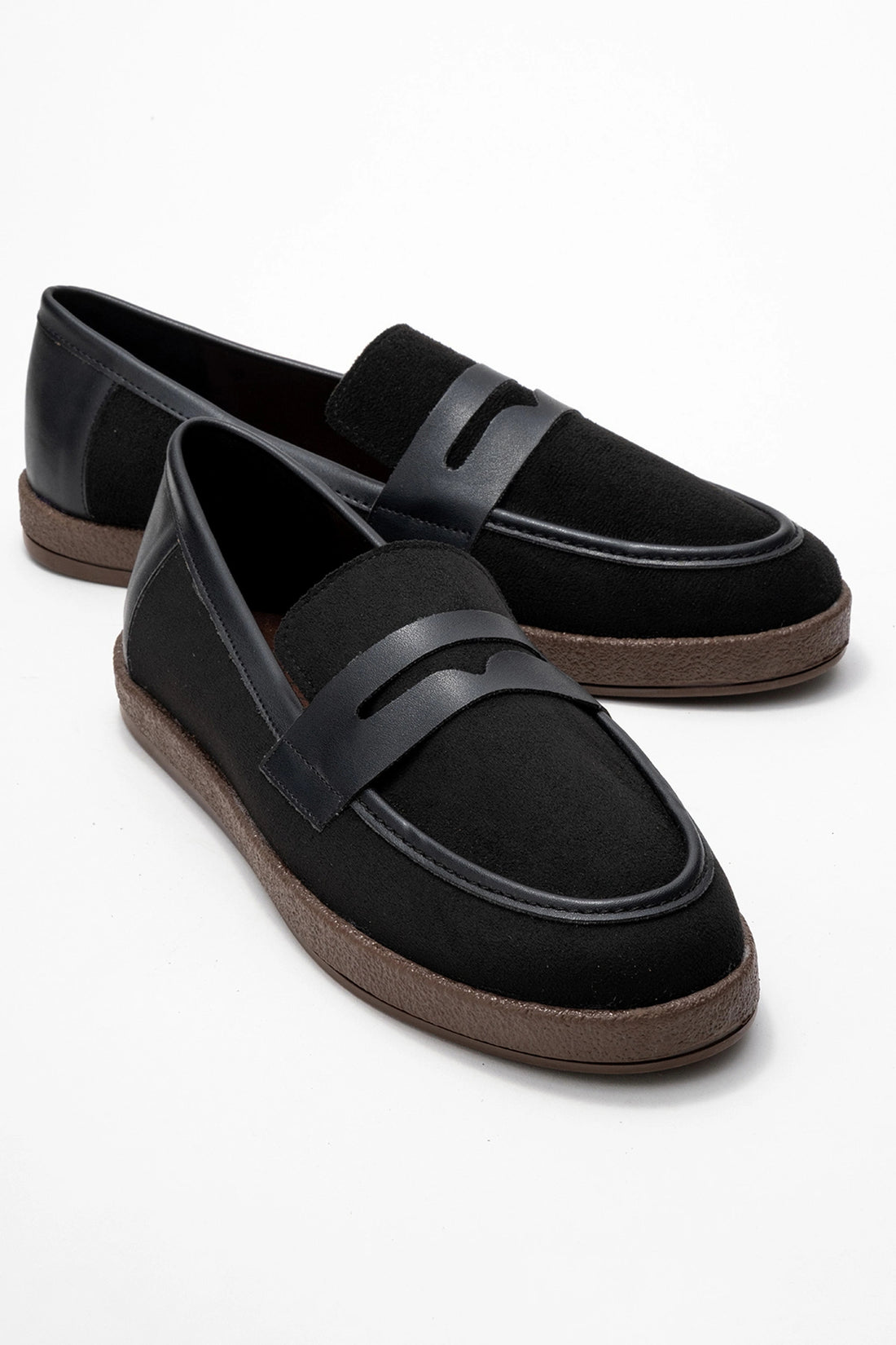 Livya Erkek Siyah Süet Garnili Loafer Ayakkabı