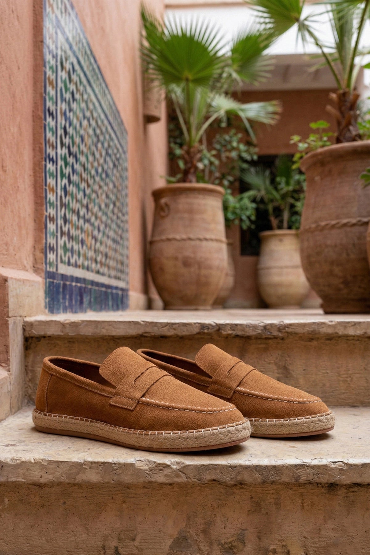 Lotus Erkek Suni Deri Taba Loafer Espadril
