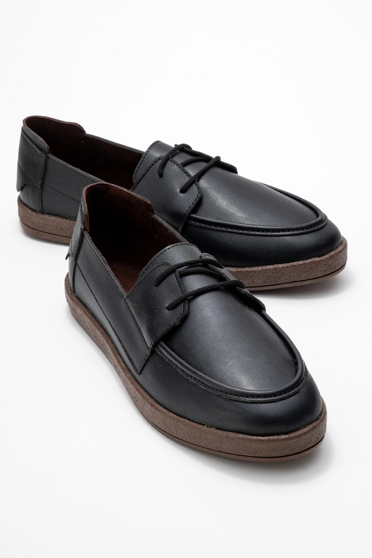 Rosa Erkek Suni Beyaz Garnili Deri Bağcıklı Loafer Günlük Casual Ayakkabı