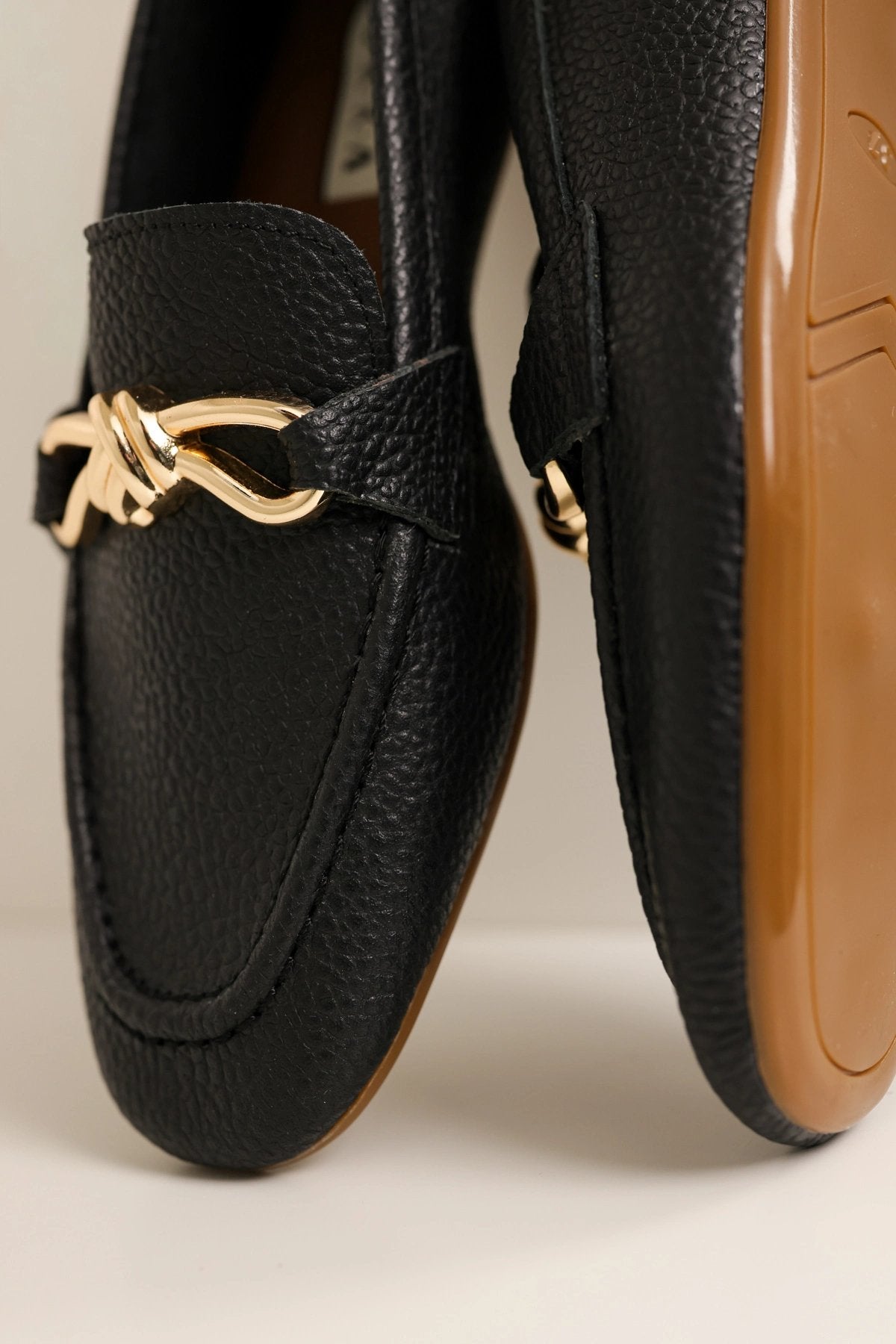Hakiki Deri Cameron Kadın Nude Metal Tokalı Loafer Babet