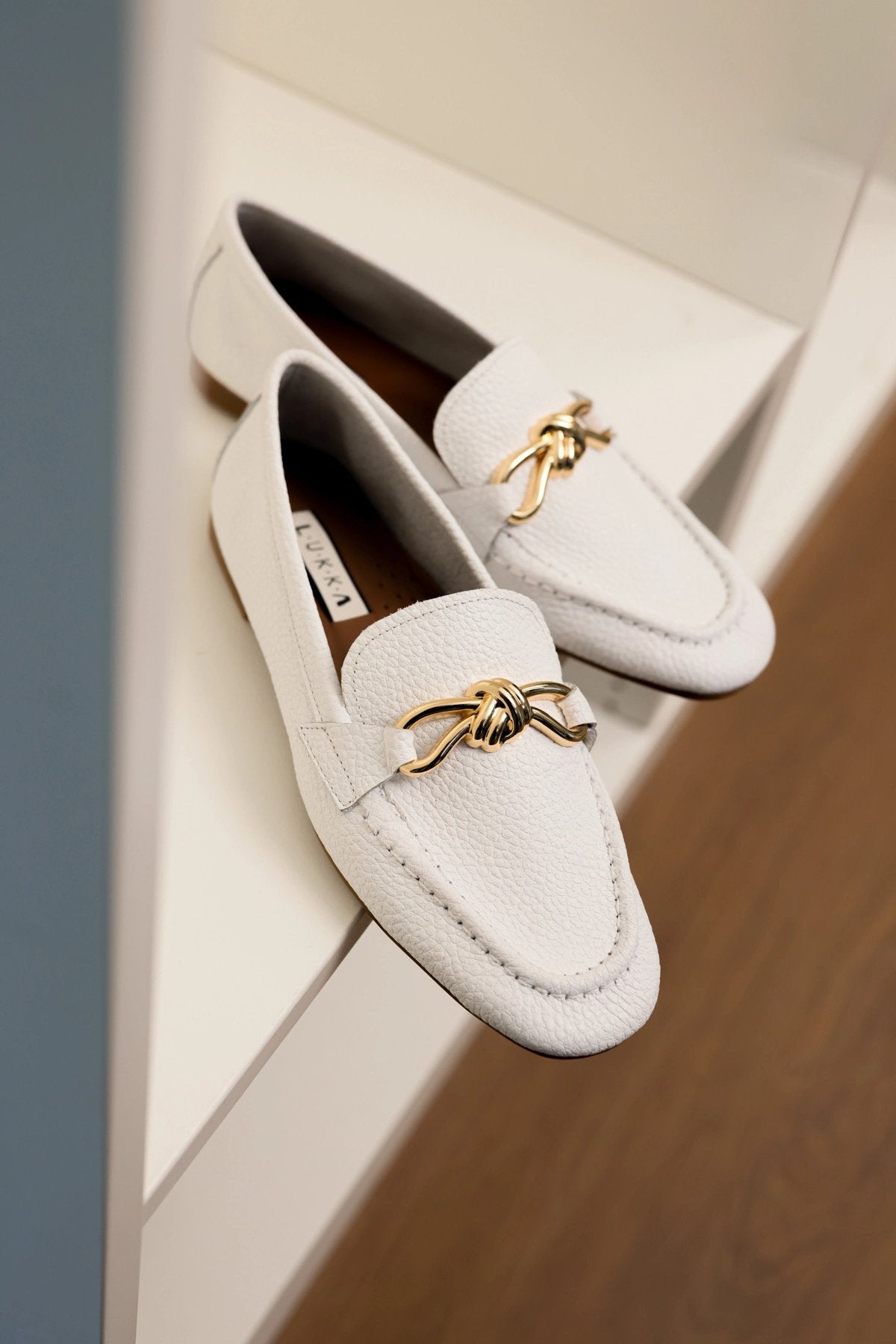 Hakiki Deri Cameron Kadın Nude Metal Tokalı Loafer Babet