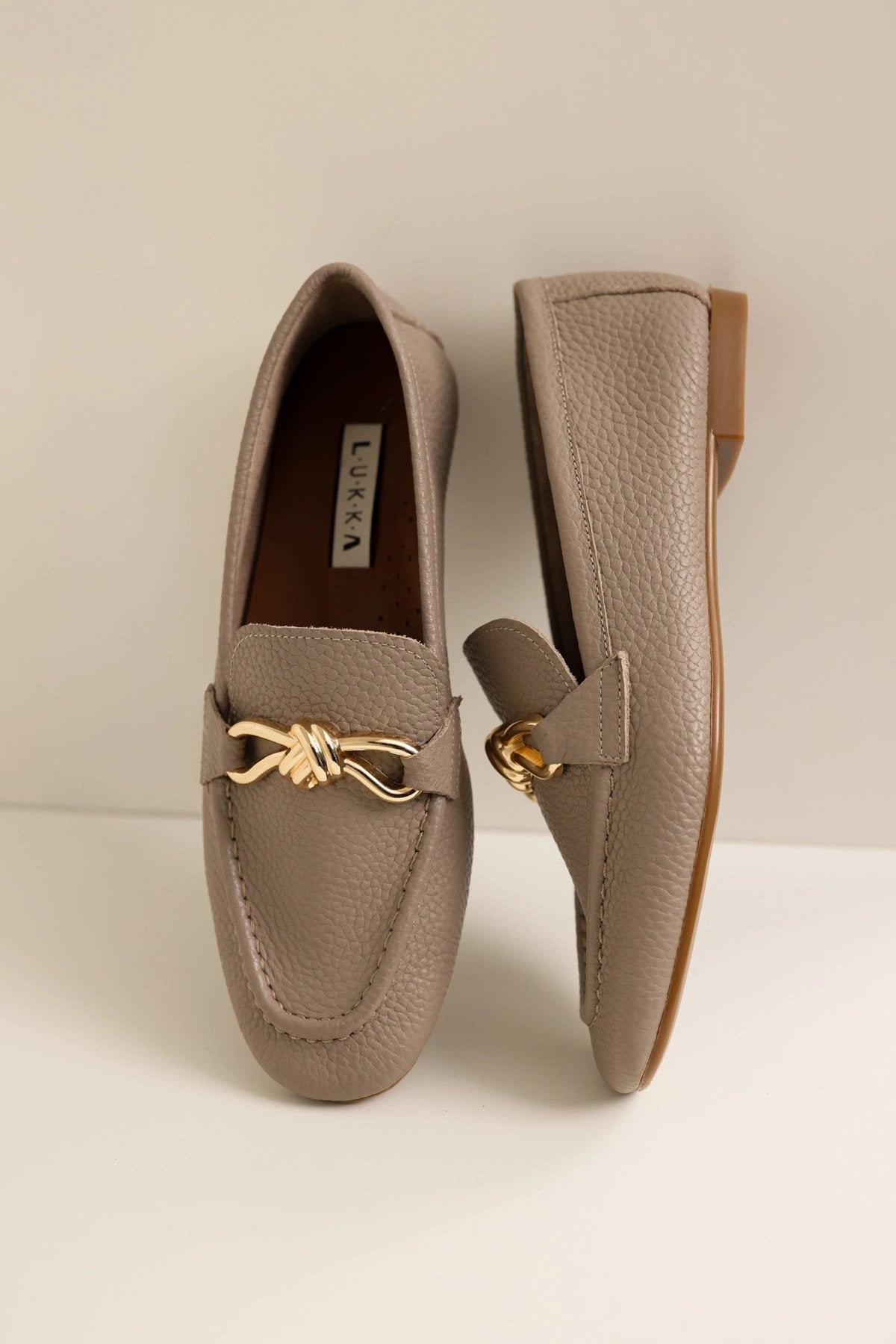 Hakiki Deri Cameron Kadın Nude Metal Tokalı Loafer Babet