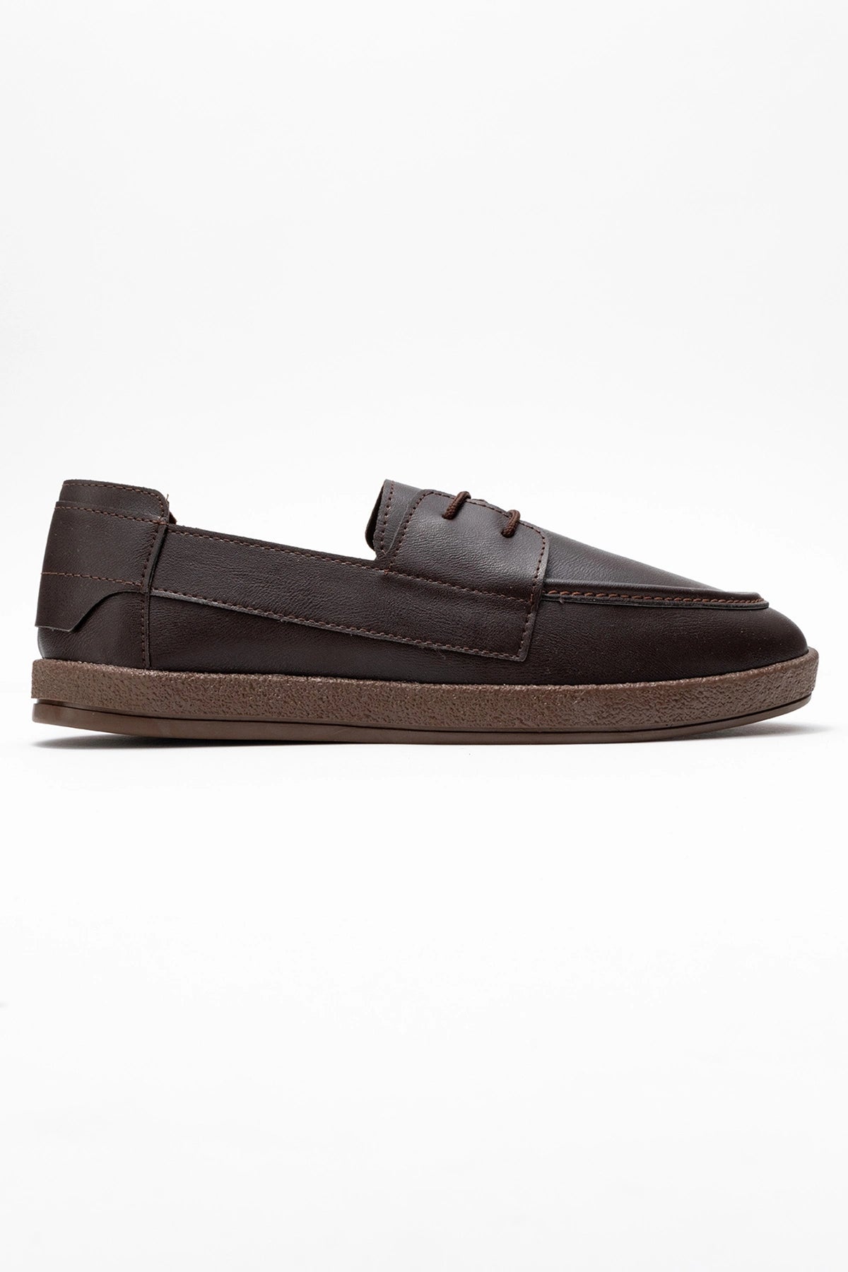 Rosa Erkek Acı Kahve Suni Deri Bağcıklı Loafer Günlük Casual Ayakkabı