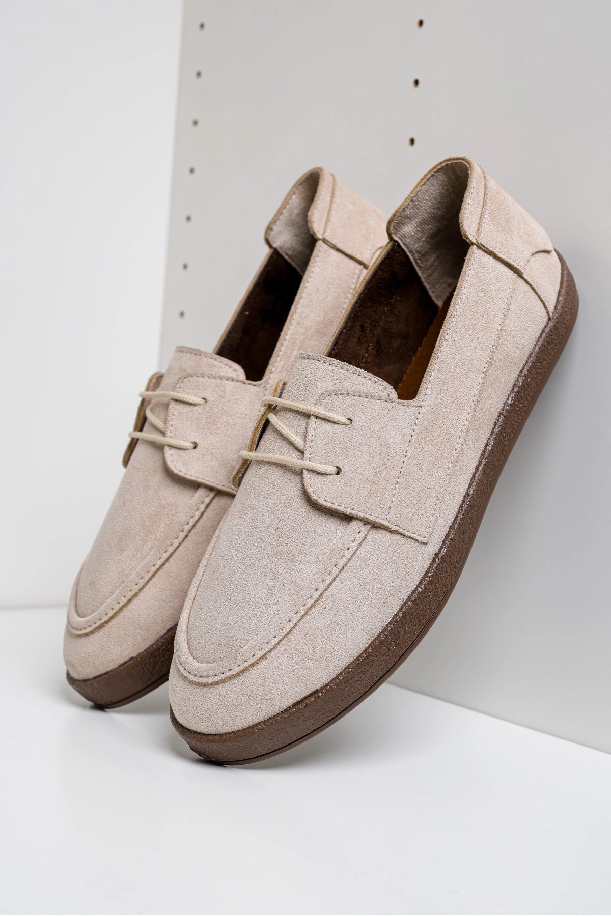 Rosa Erkek Bej Süet Bağcıklı Loafer Günlük Casual Ayakkabı