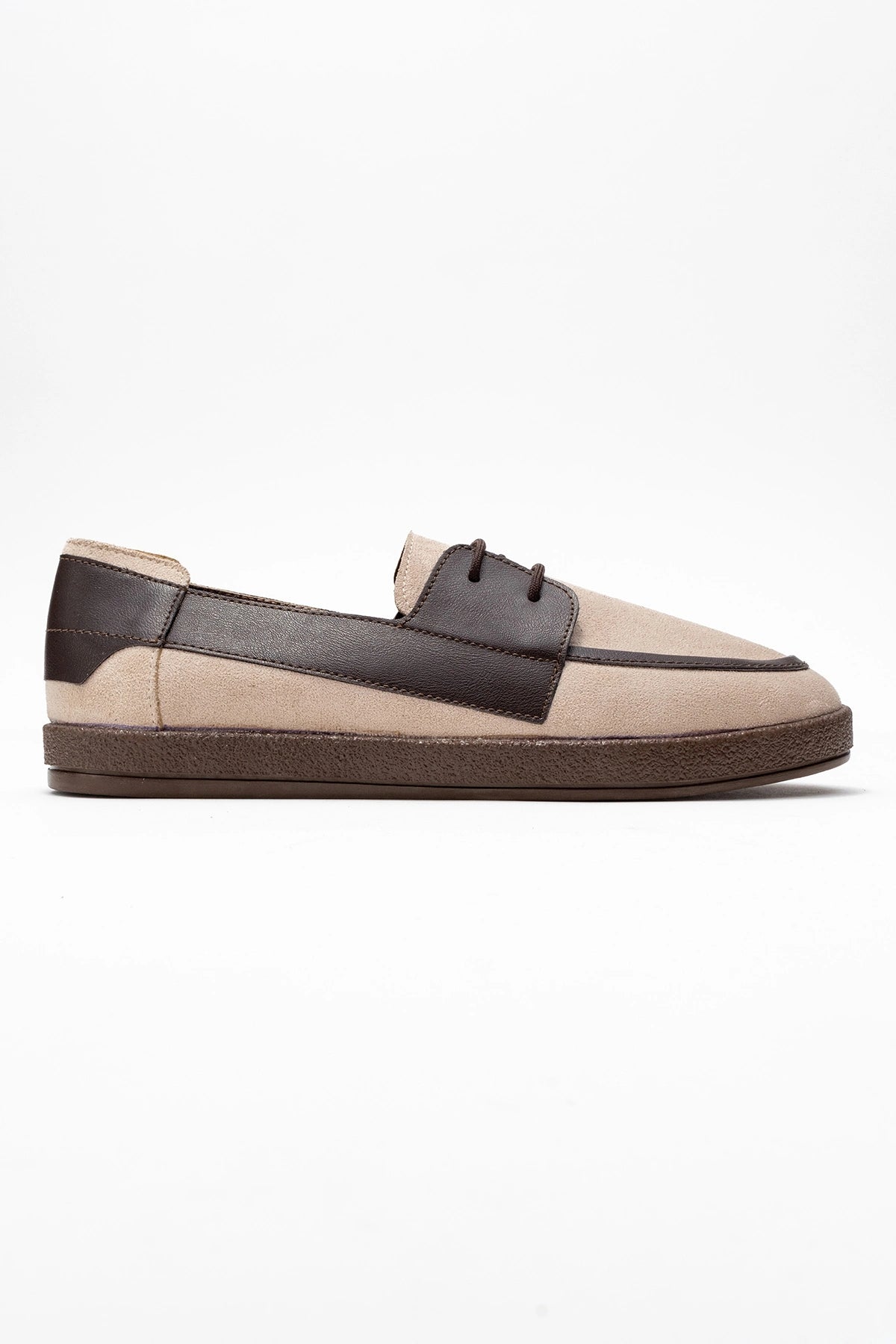 Rosa Erkek Bej Süet Garnili Bağcıklı Loafer Günlük Casual Ayakkabı