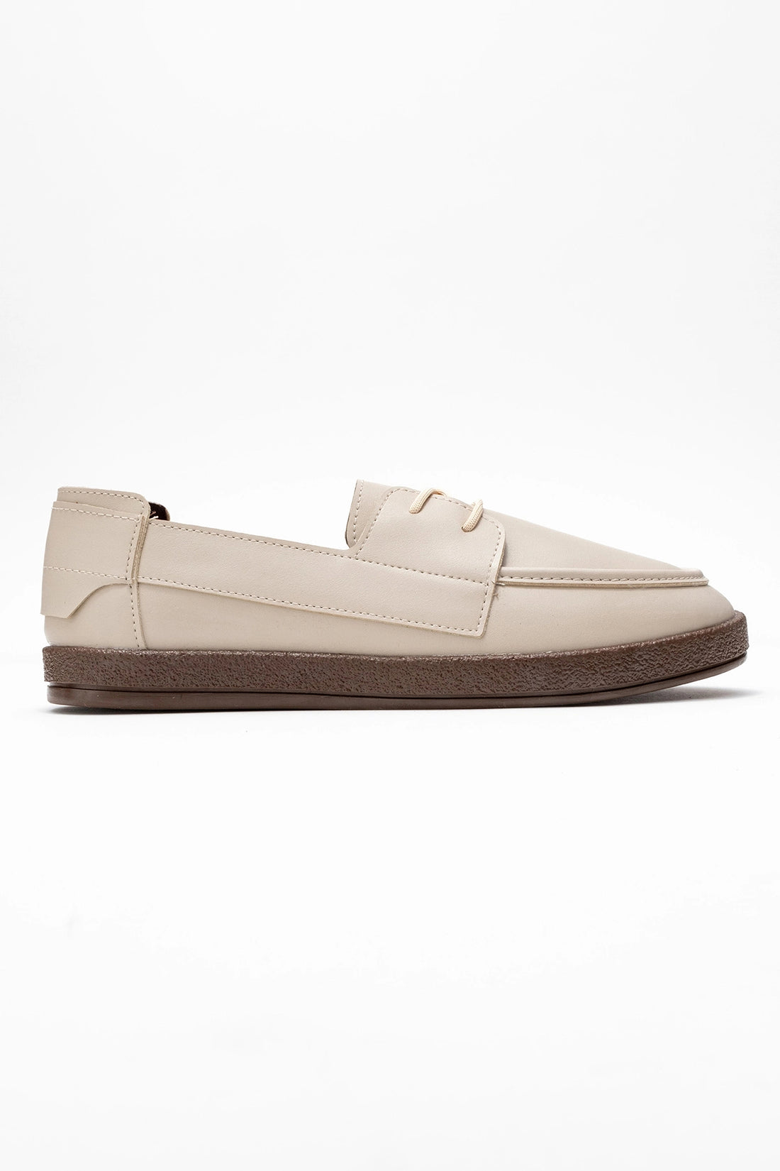 Rosa Erkek Bej Suni Deri Bağcıklı Loafer Günlük Casual Ayakkabı