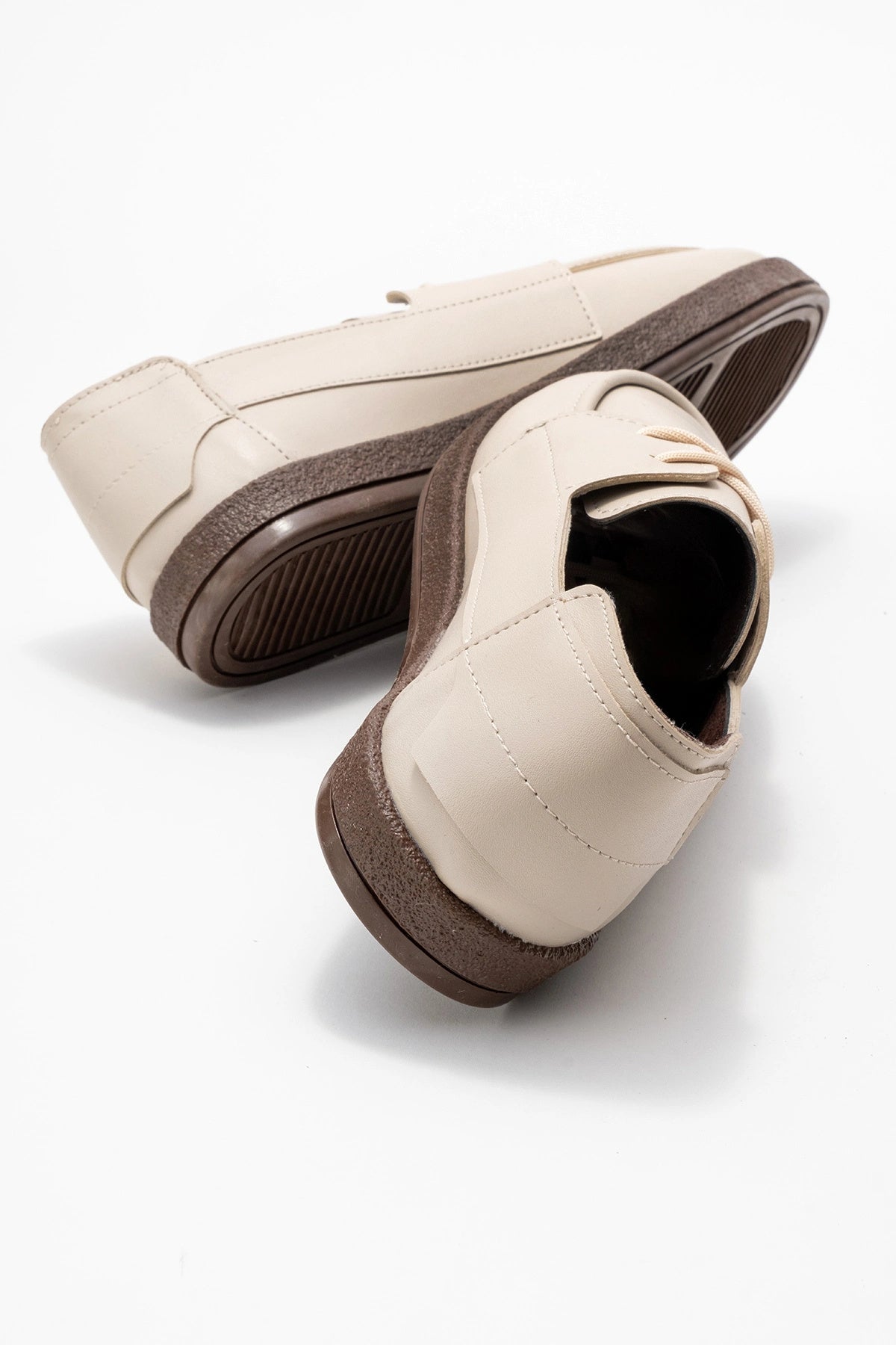 Rosa Erkek Bej Suni Deri Bağcıklı Loafer Günlük Casual Ayakkabı