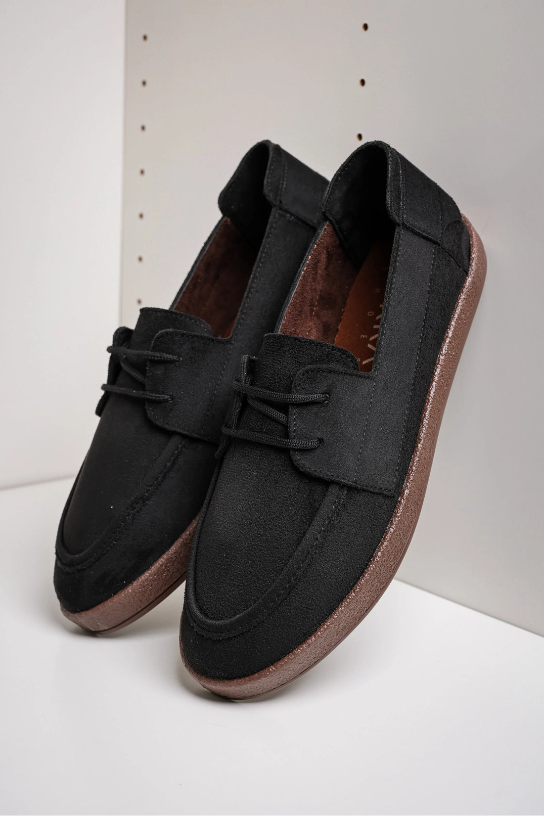 Rosa Erkek Siyah Süet Bağcıklı Loafer Günlük Casual Ayakkabı