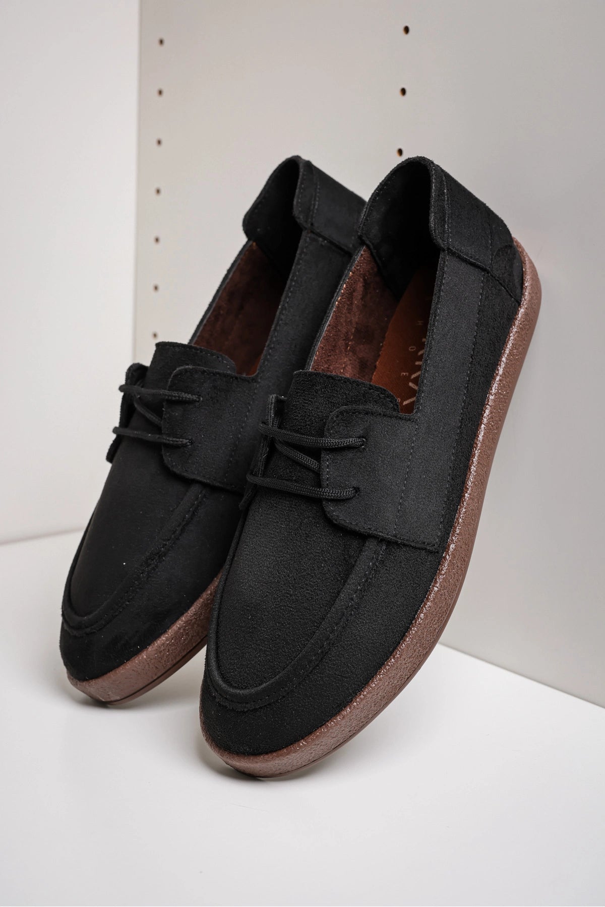 Rosa Erkek Siyah Süet Bağcıklı Loafer Günlük Casual Ayakkabı