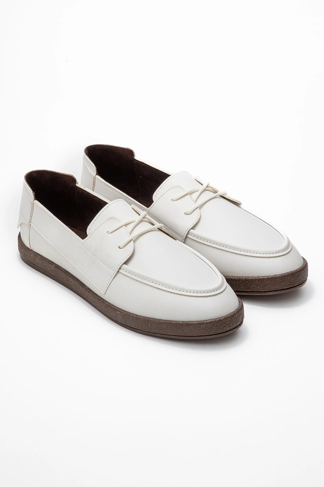Rosa Erkek Suni Beyaz Deri Bağcıklı Loafer Günlük Casual Ayakkabı