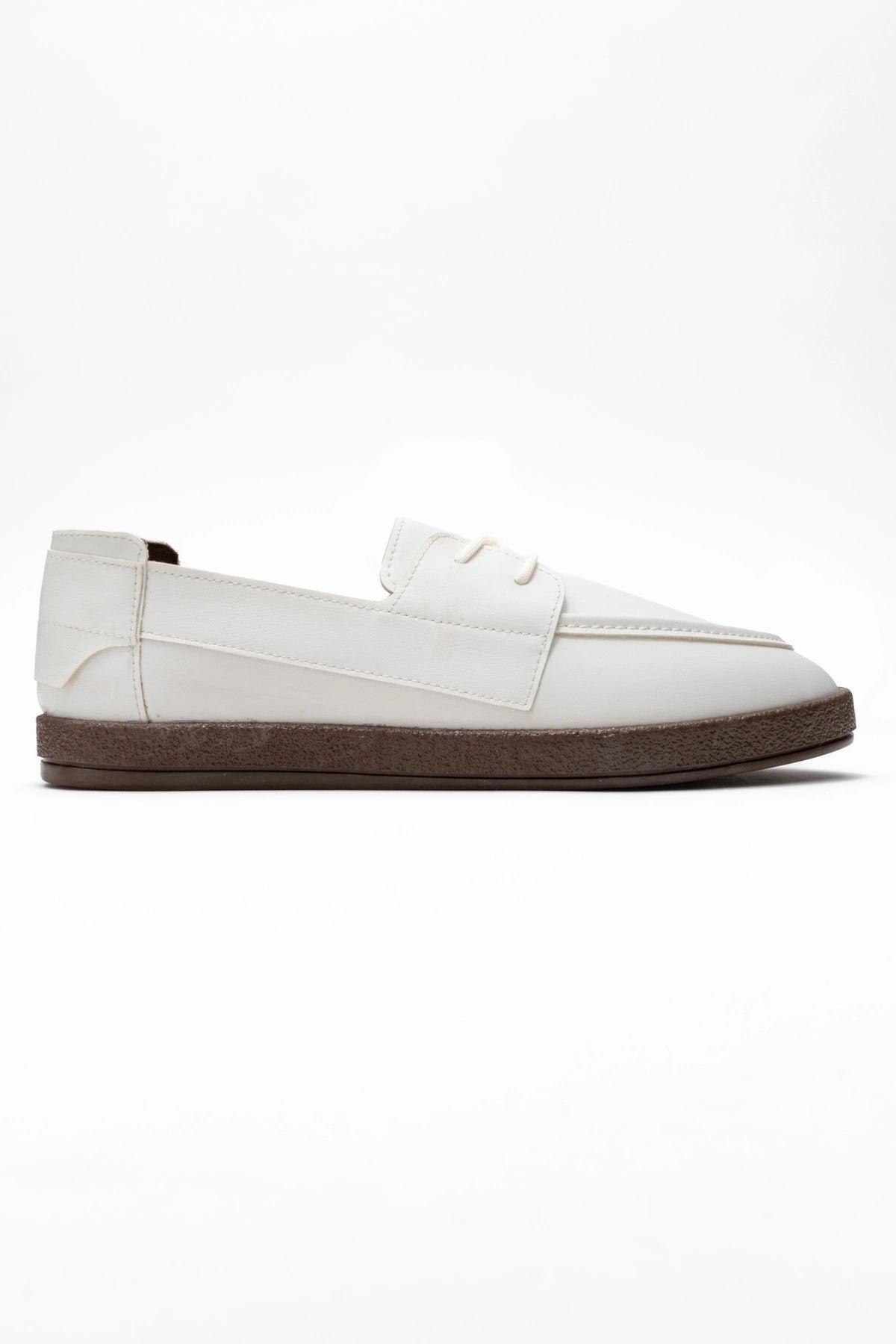 Rosa Erkek Suni Beyaz Deri Bağcıklı Loafer Günlük Casual Ayakkabı