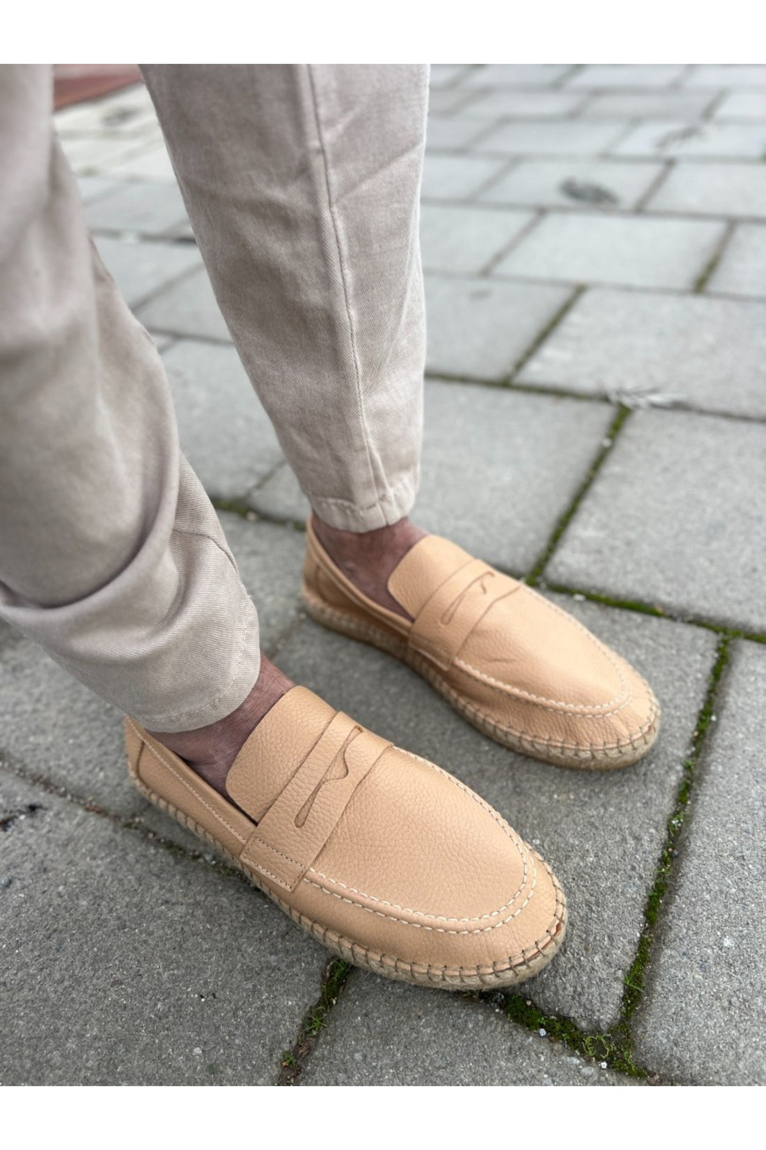 Rose Bej Hakiki Deri Erkek Loafer