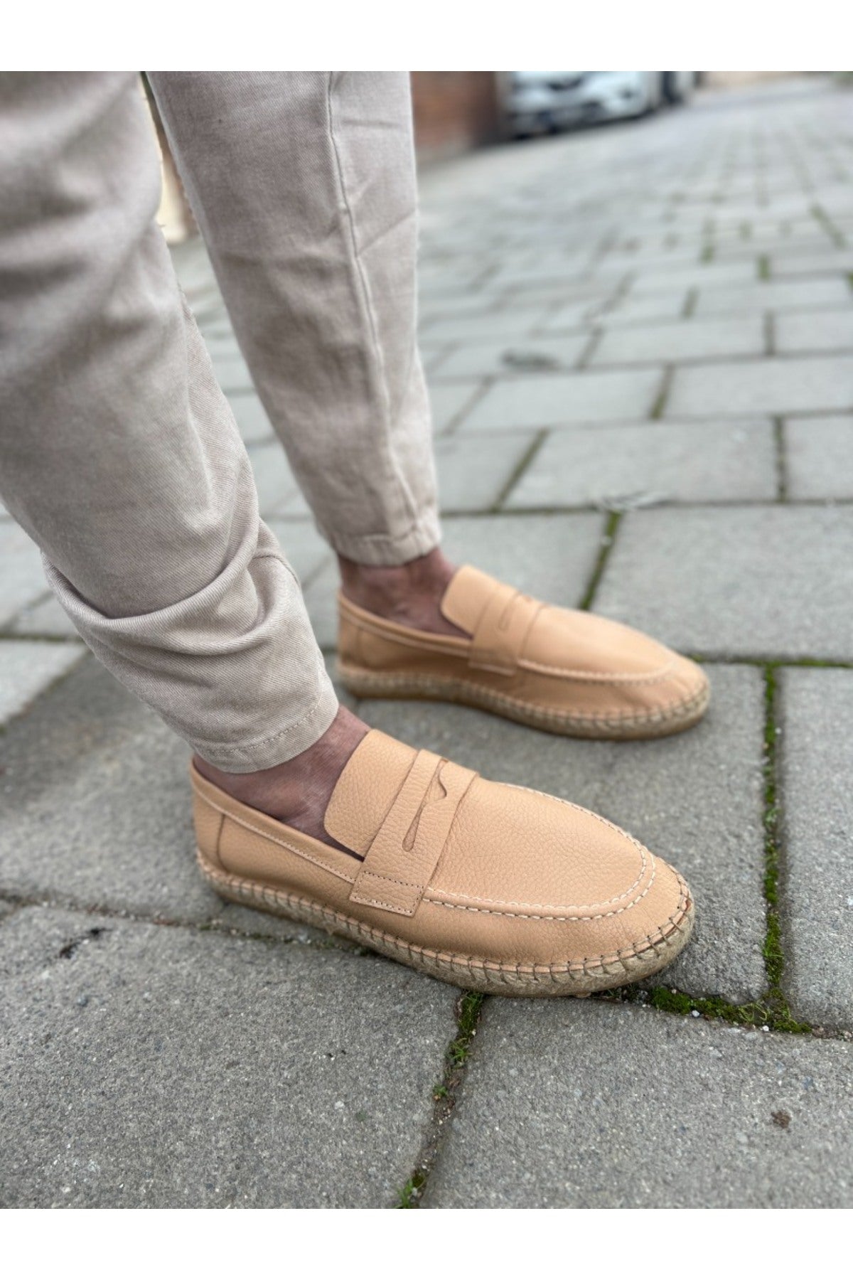 Rose Bej Hakiki Deri Erkek Loafer