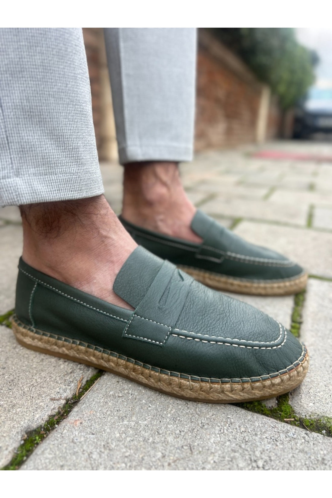 Rose Deri Yeşil Cilt Loafer