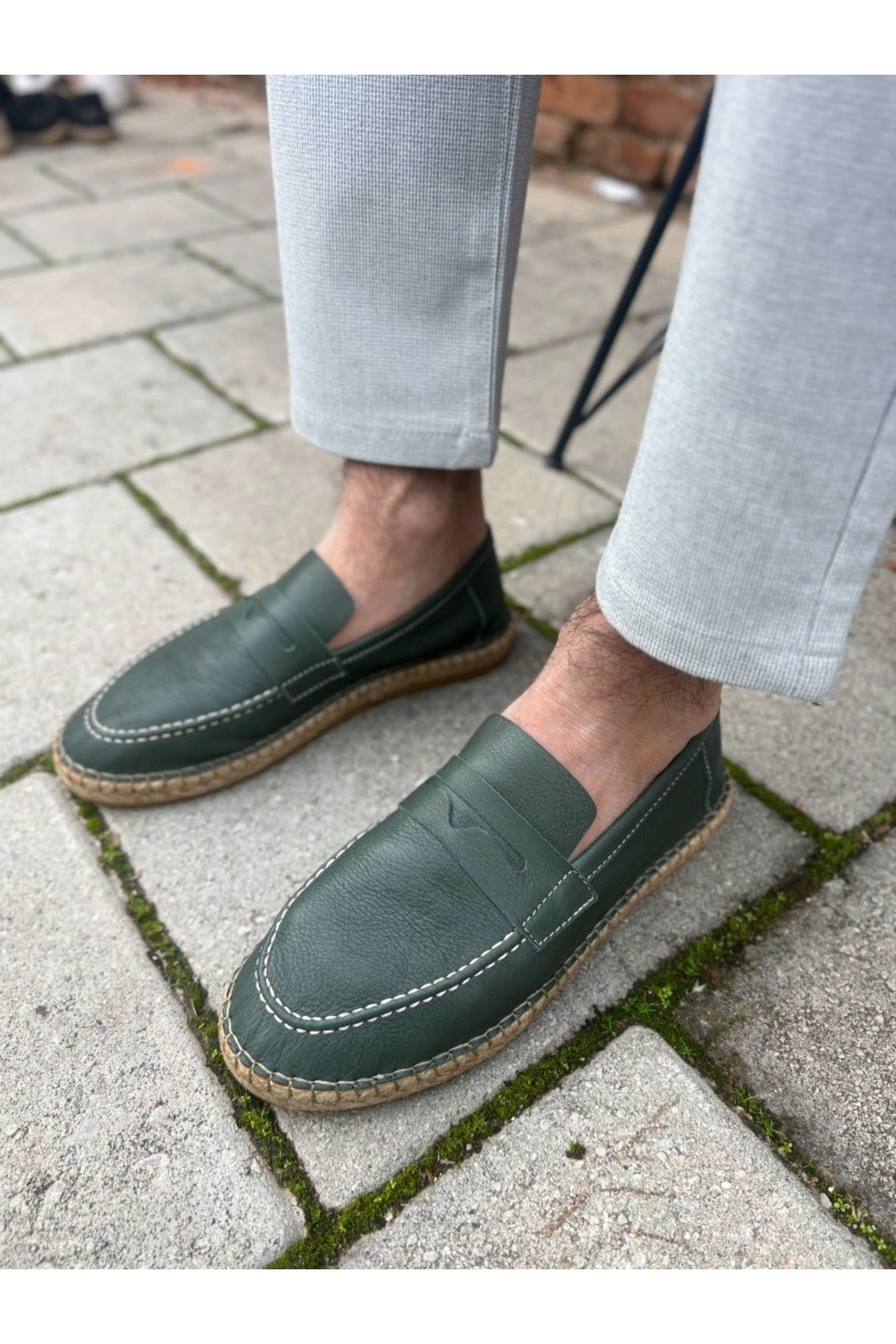 Rose Deri Yeşil Cilt Loafer