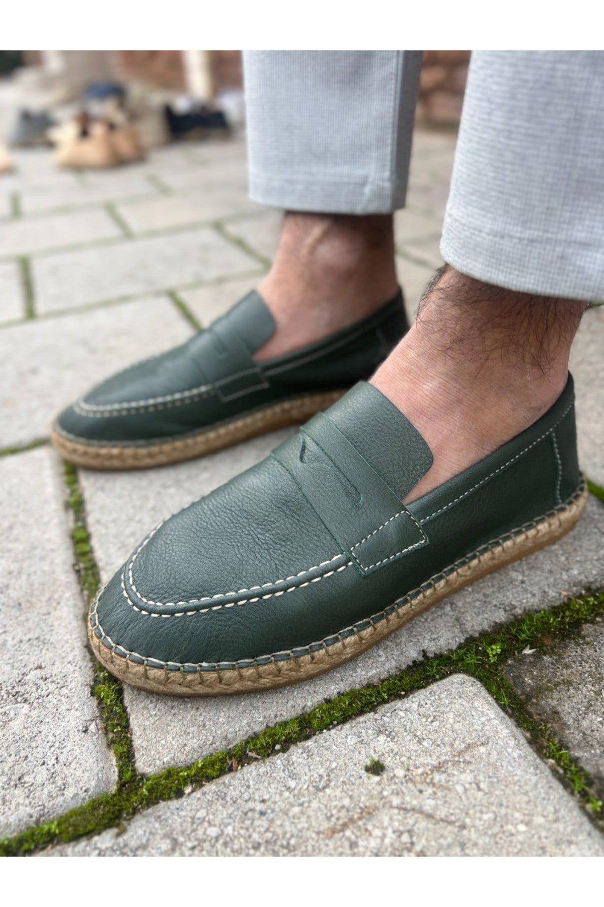 Rose Deri Yeşil Cilt Loafer