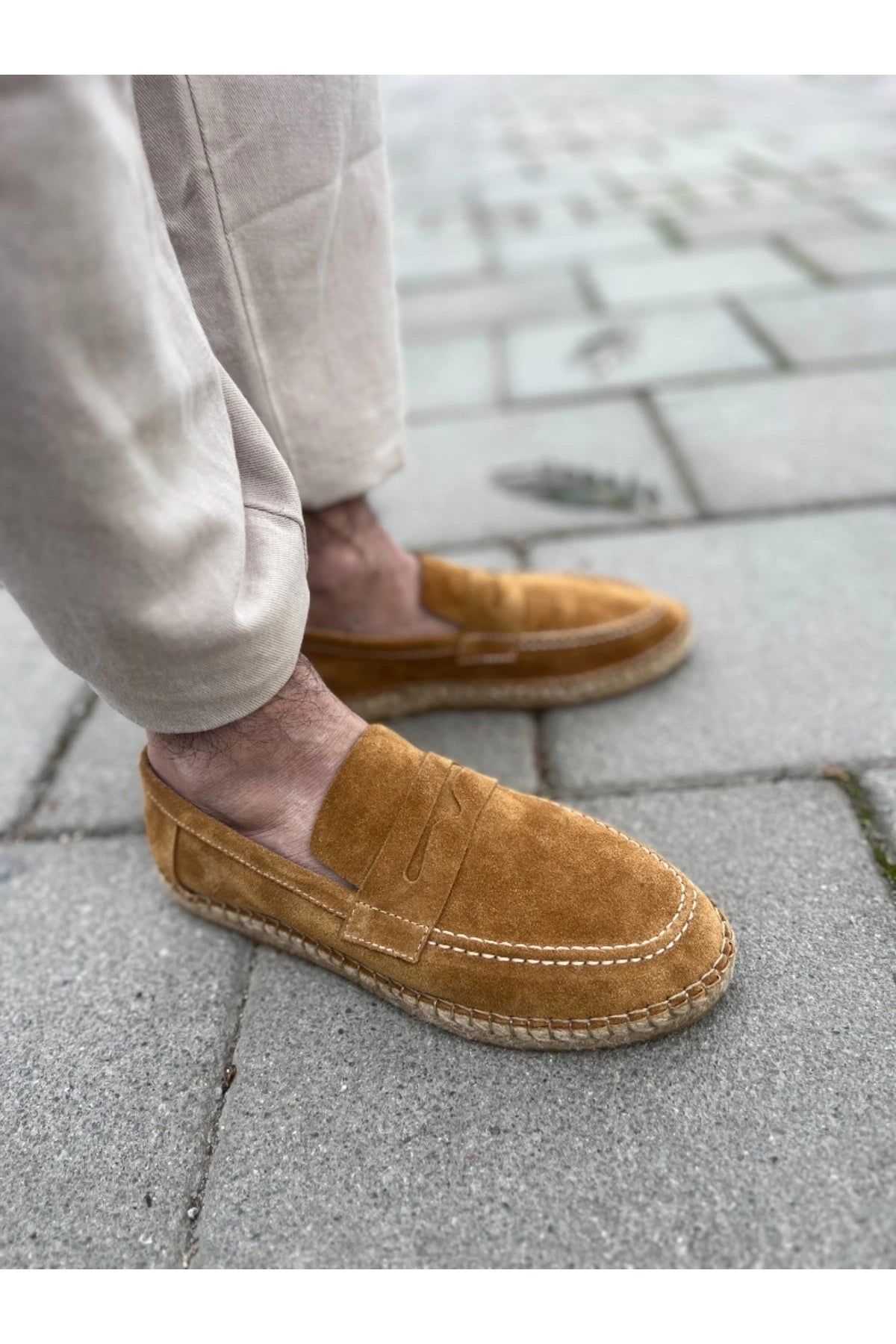 Rose Hakiki Deri Camel Süet Loafer