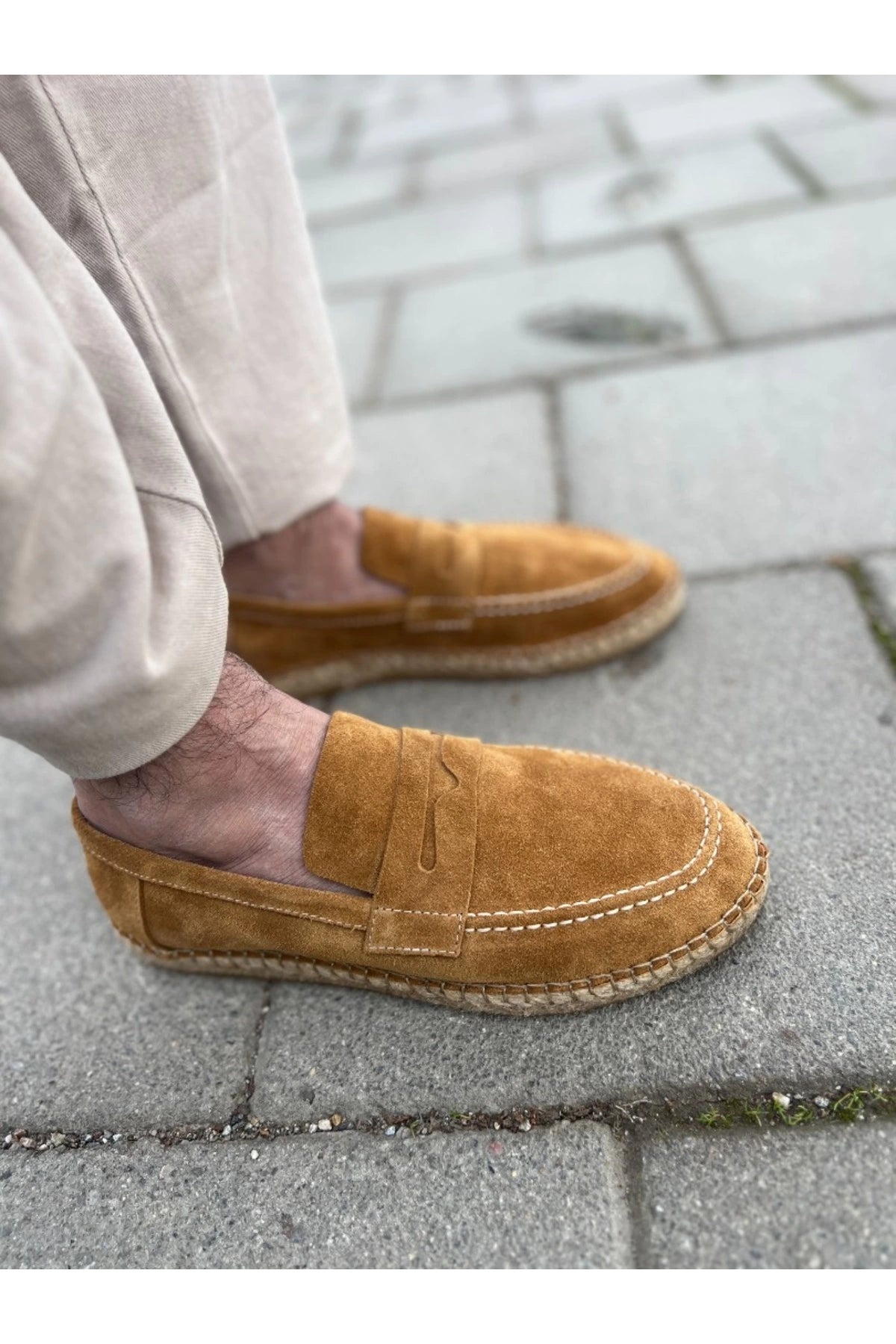 Rose Hakiki Deri Camel Süet Loafer