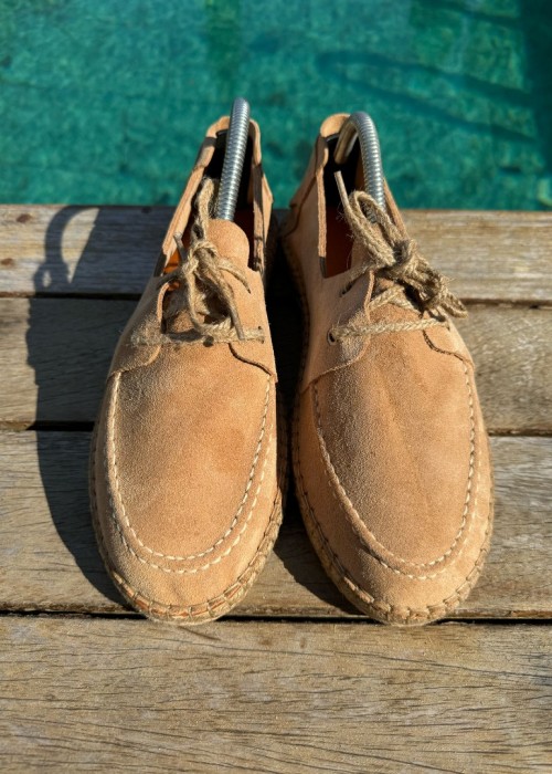 Fleur Hakiki Deri Bej Bağcıklı Espadril